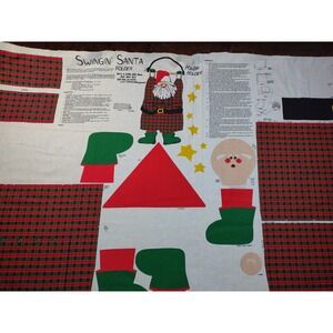 Vintage Swingin Santa Holiday Christmas Card Holder Fabric Panel Springs Industr